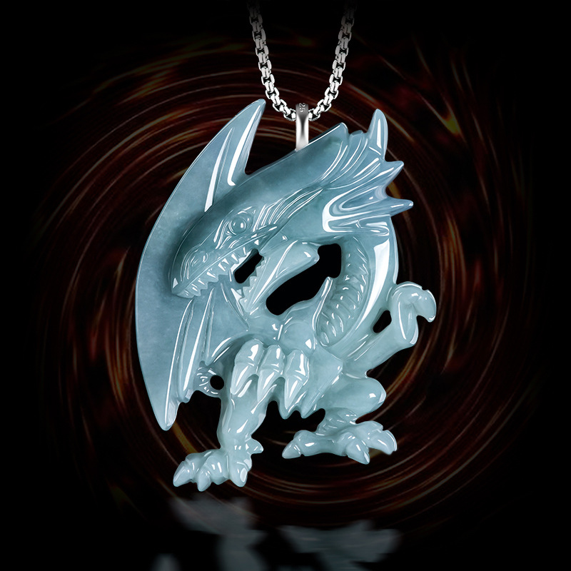 Women Accessories Trending - Blue Myanmar Jadeite Dragon Pendant Necklace