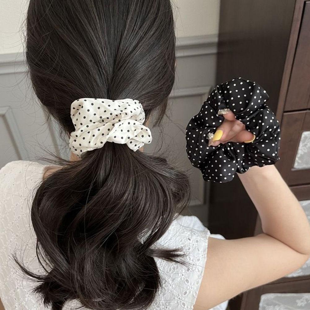 Scrunchie Satin Set - 2Pcs Elegant Hair Ties Wave Point