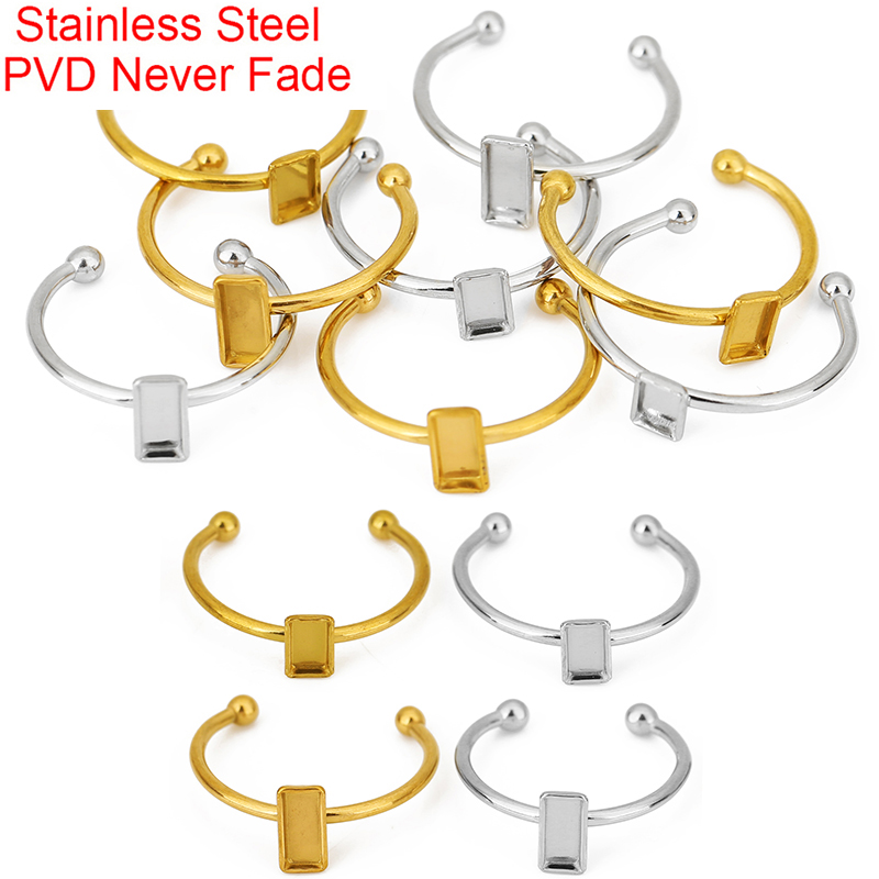 Ring Set Adjustable - 5pcs Adjustable Stainless Steel Ring Blank