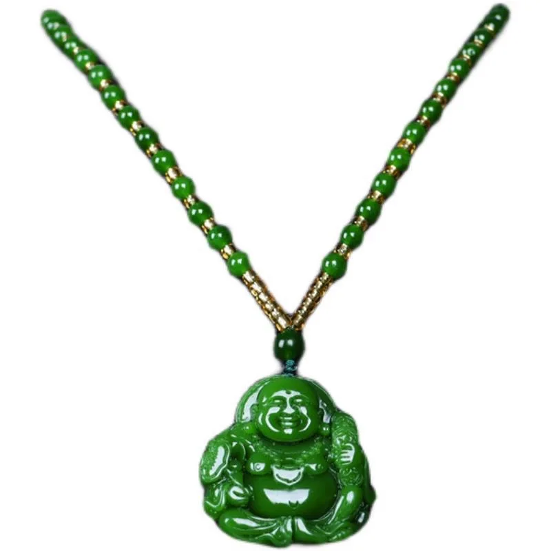 Chinese Green Jade Maitreya Bu - Women Accessories Trending recension och pris