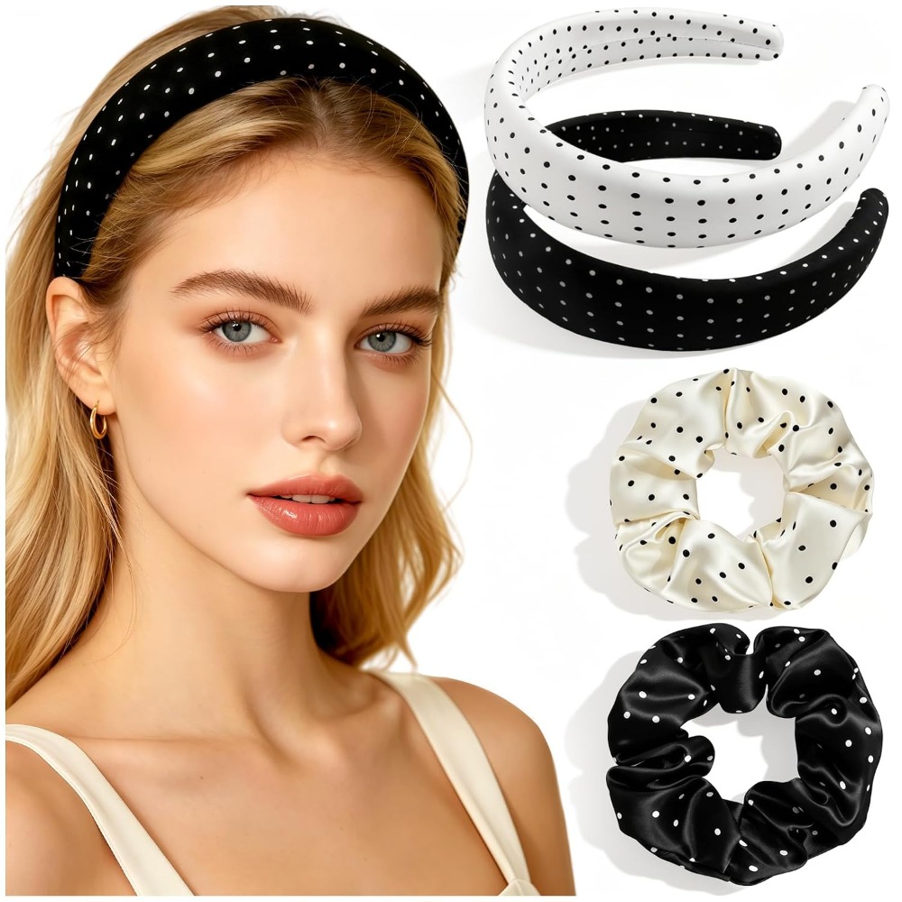 2-12Sets Polka Dot Hair Access - Scrunchie Satin Set recension och pris