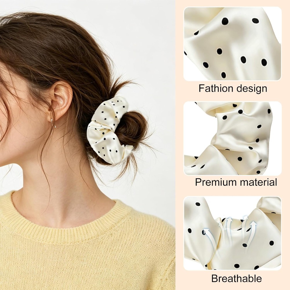 2-12Sets Polka Dot Hair Access - Scrunchie Satin Set recension och pris