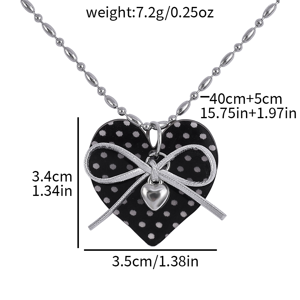 Korean Black Polka Dot Heart P - Women Accessories Trending recension och pris