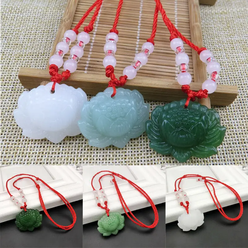 Natural Green Jade Lotus Penda - Women Accessories Trending recension och pris
