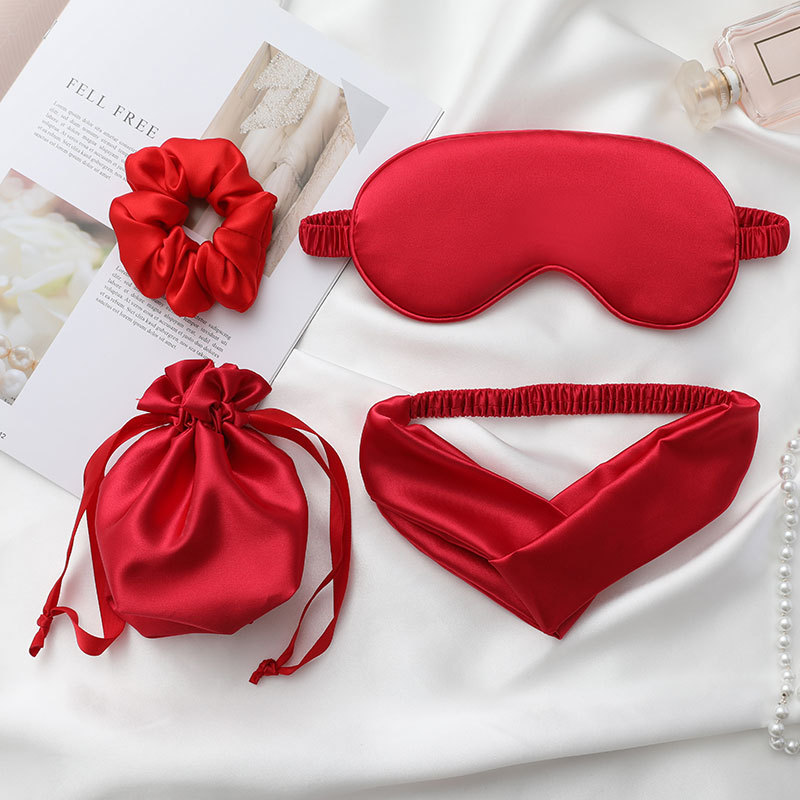 4Pcs Silk Eye Mask Hair Band S - Scrunchie Satin Set recension och pris