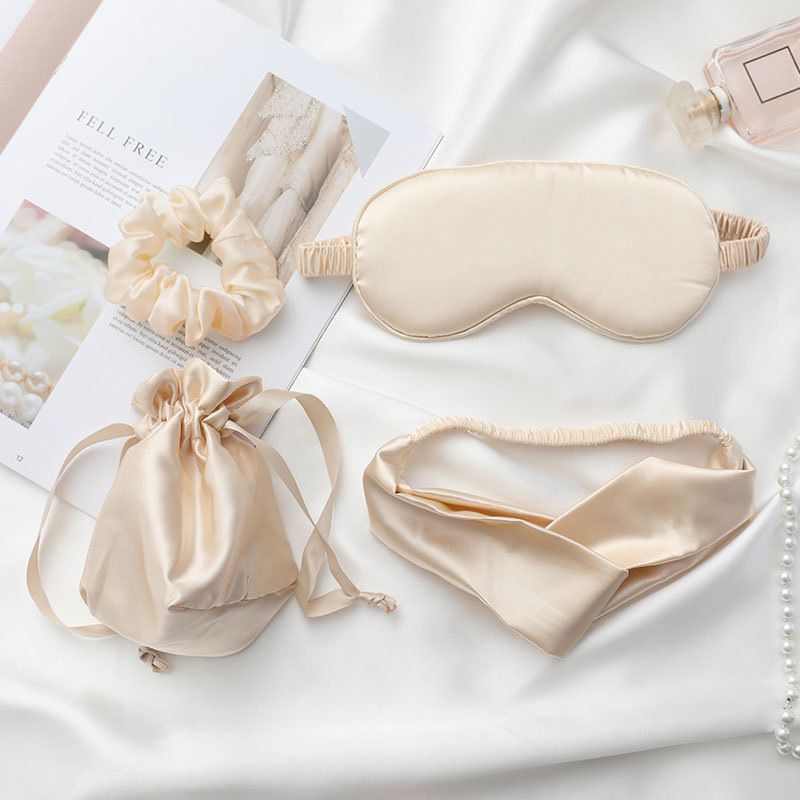4Pcs Silk Eye Mask Hair Band S - Scrunchie Satin Set recension och pris