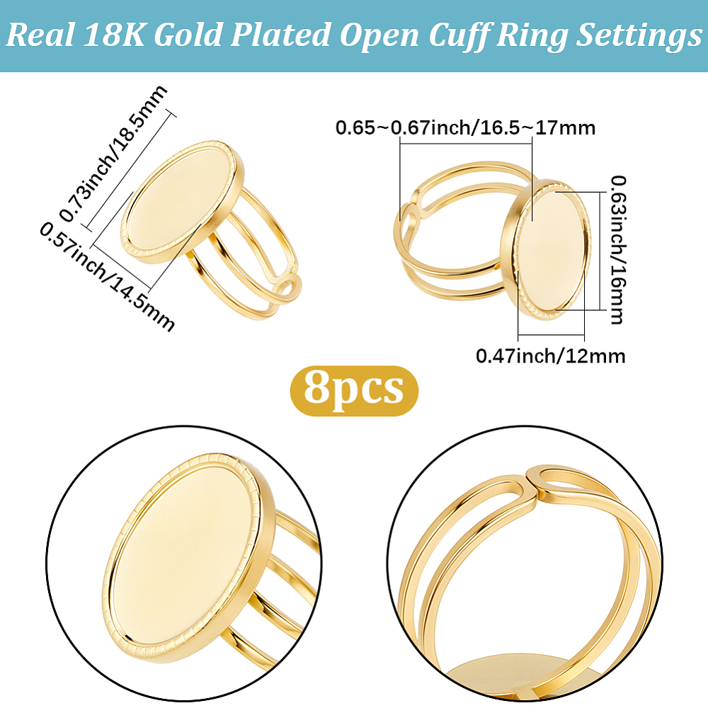 1 Box 8Pcs Cabochon Ring Setti - Ring Set Adjustable recension och pris